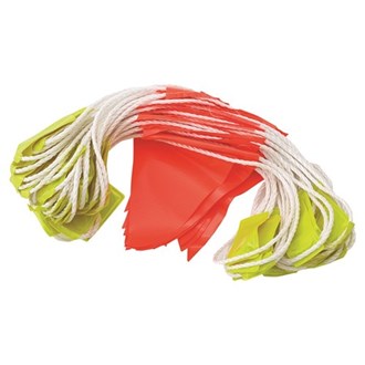  SAFETY FLAGS - 30M HI VIS FLURO PVC TRIANGLE FLAGS